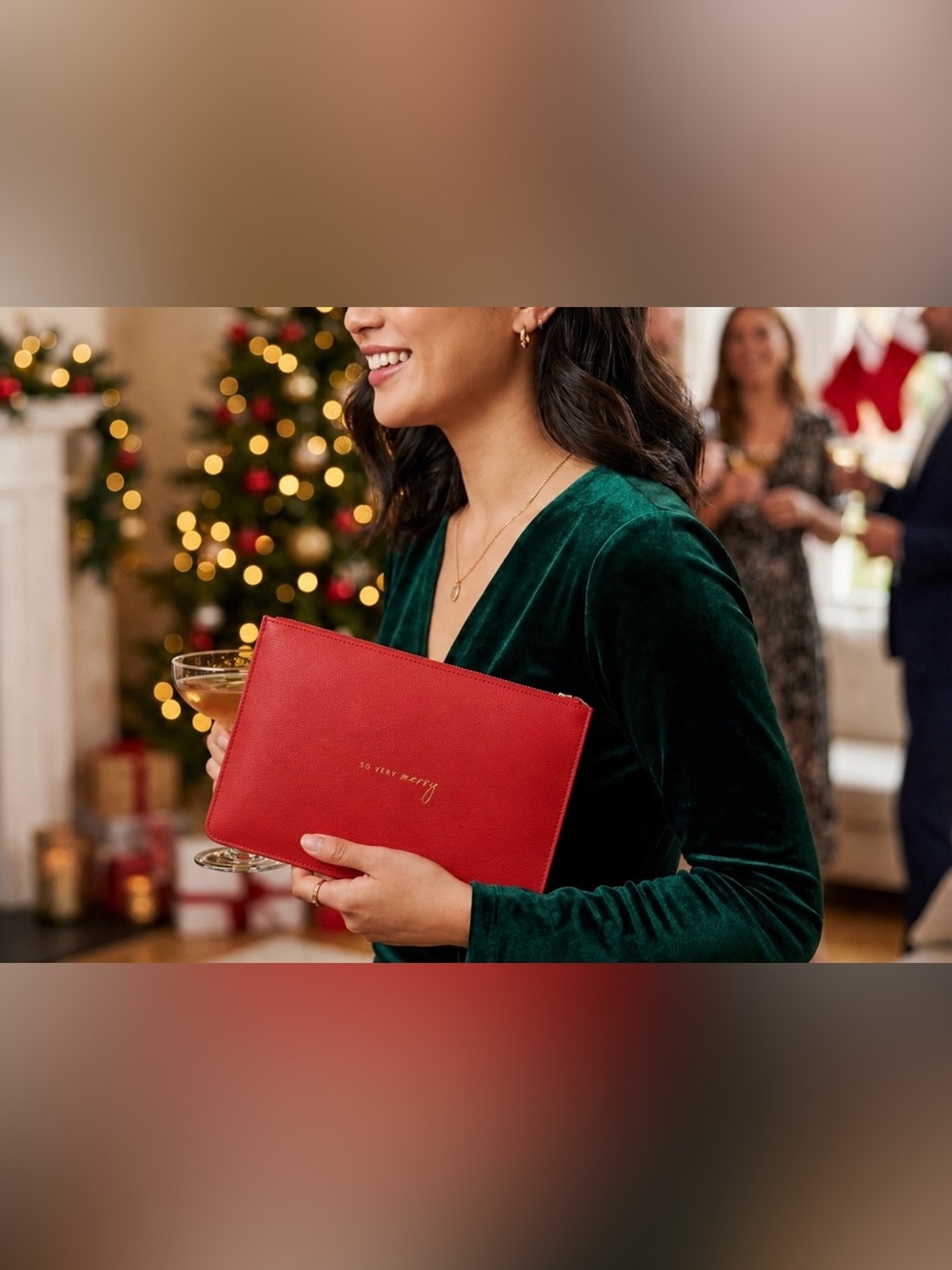 Red Holiday Zip Pouch Clutch - So Very Merry NWT
